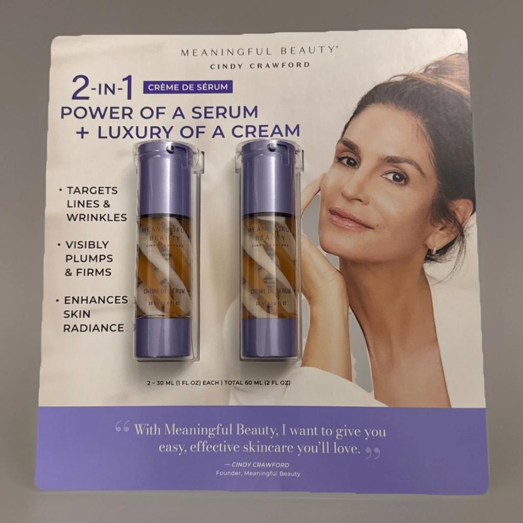 Cindy Crawford Meaningful Beauty Crème de Serum 2-Pack – 1.0 Oz (30 ml) Each – Brand New Sealed