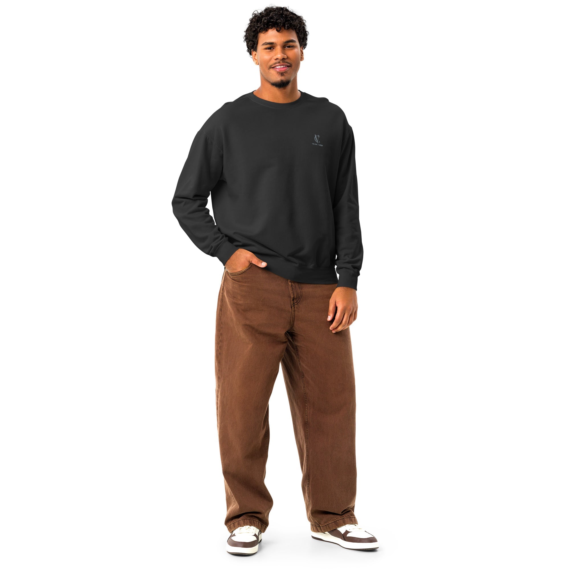 Unisex garment-dyed fleece crewneck sweatshirt