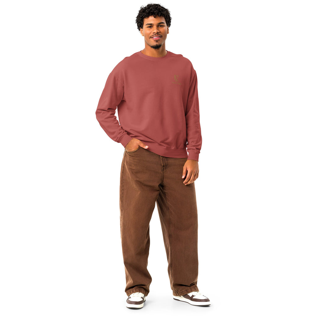 Unisex garment-dyed fleece crewneck sweatshirt