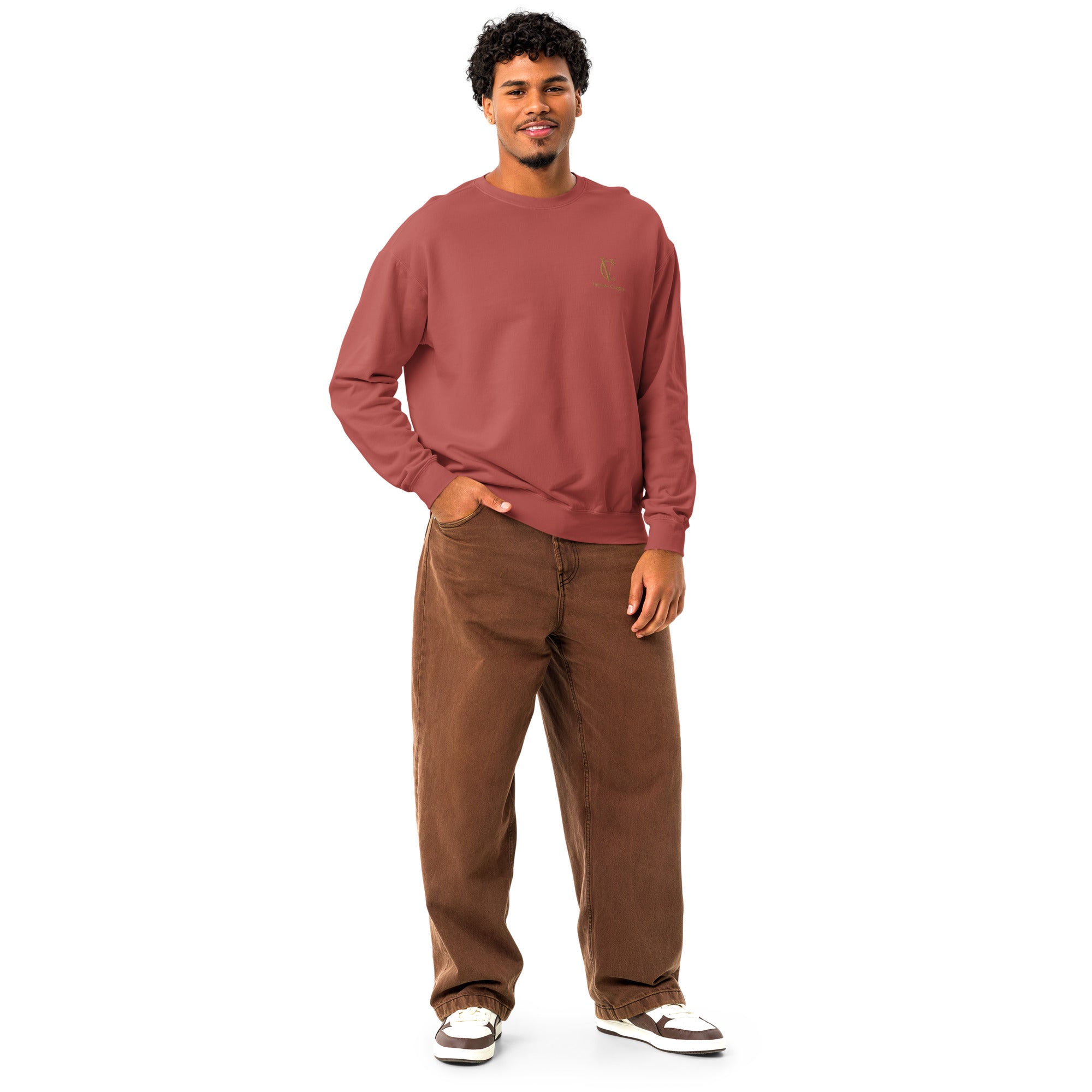Unisex garment-dyed fleece crewneck sweatshirt