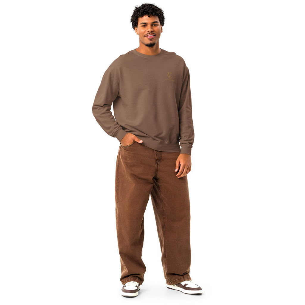 Unisex garment-dyed fleece crewneck sweatshirt
