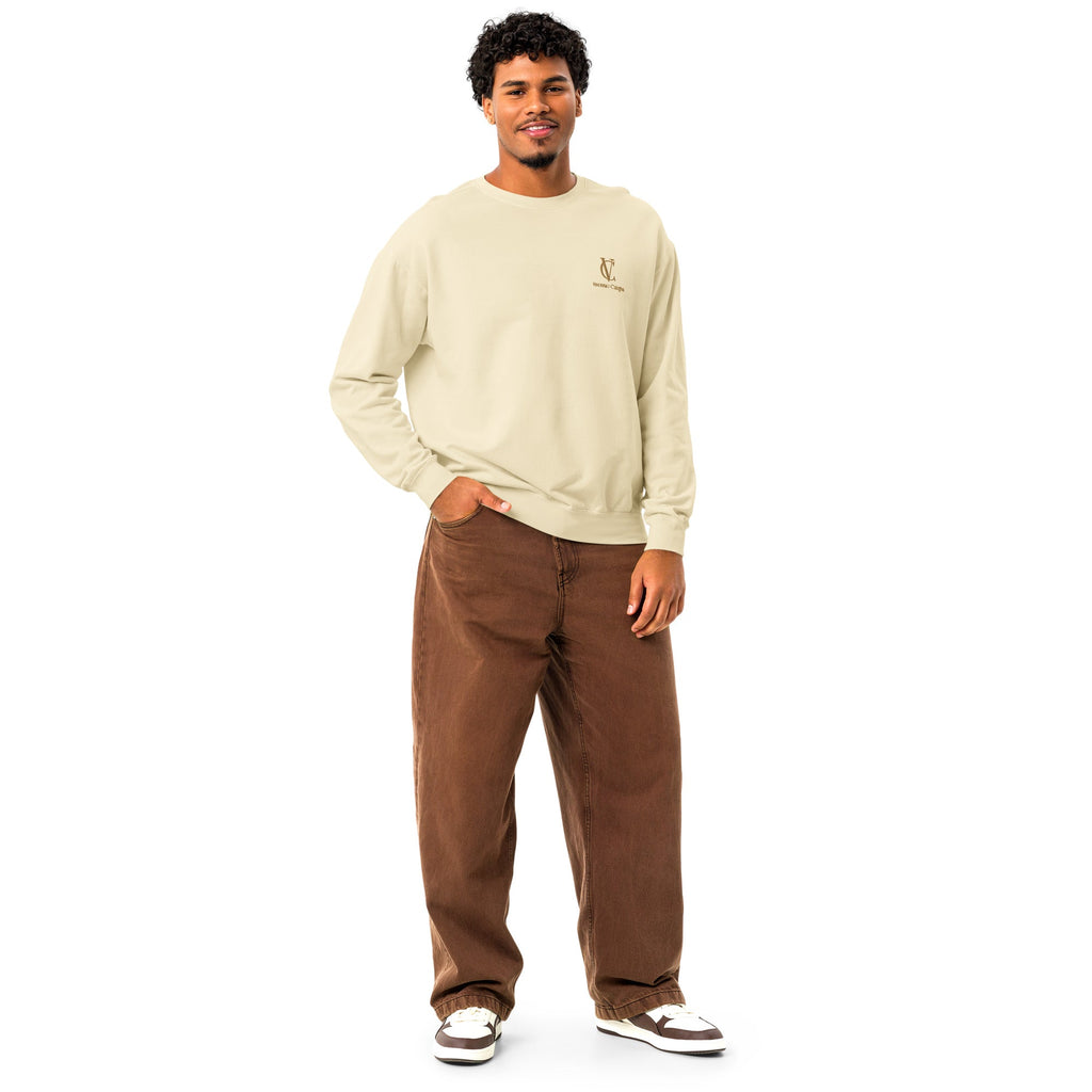 Unisex garment-dyed fleece crewneck sweatshirt