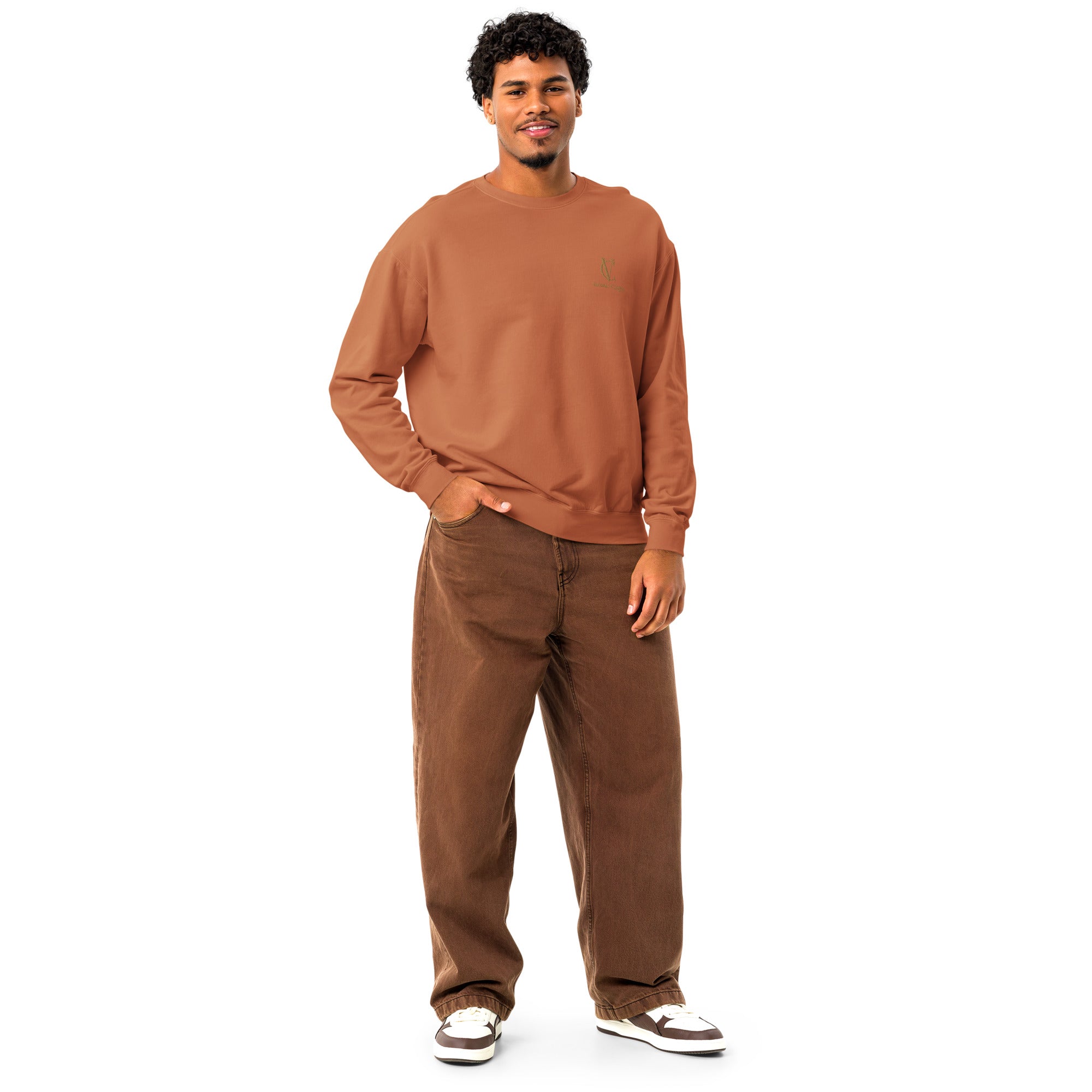 Unisex garment-dyed fleece crewneck sweatshirt